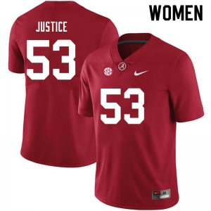 NCAA Women's Alabama Crimson Tide #53 Kevin Justice Stitched College 2021 Nike Authentic Crimson Football Jersey ER17K16JO